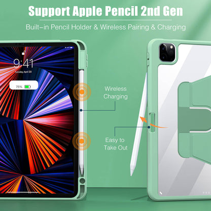 For iPad Air (2020) / iPad Pro 11 inch (2020) / (2018) / (2021) 360 Degree Rotary Stand PU Leather Tablet Case Auto Wake / Sleep Cover with Pen Slot