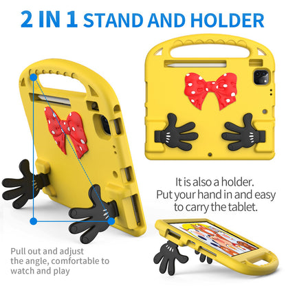 For iPad Air (2022)/(2020)/iPad Pro 11-inch (2021)/(2020)/(2018) Mini Palm Shape Kickstand Hand Grip EVA Case Shockproof Tablet Cover with Pen Slot