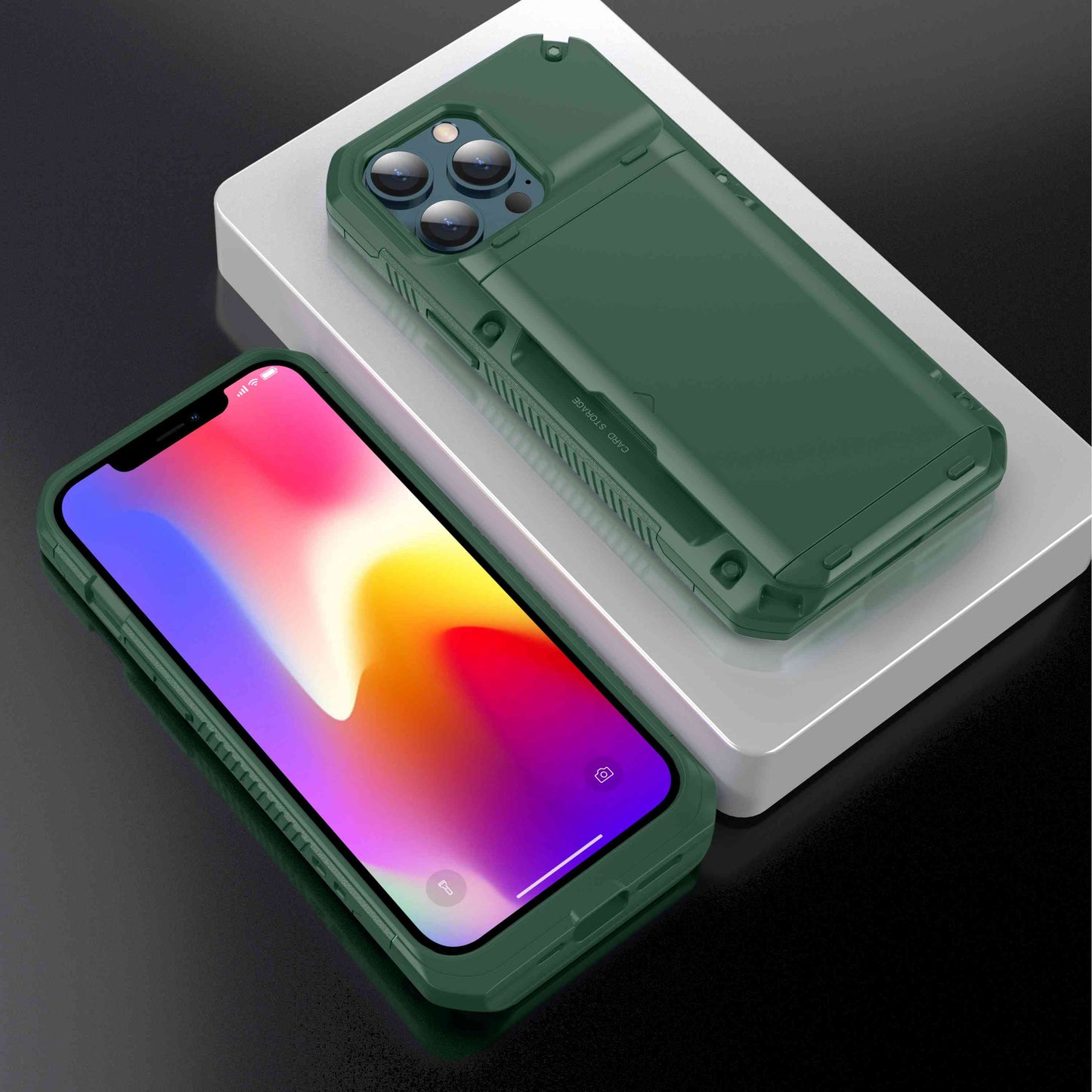 For Apple iPhone 13 Pro 6.1 inch TPU+PC Side Well-protected Non-slip Design Phone Case Protector with Card Slot