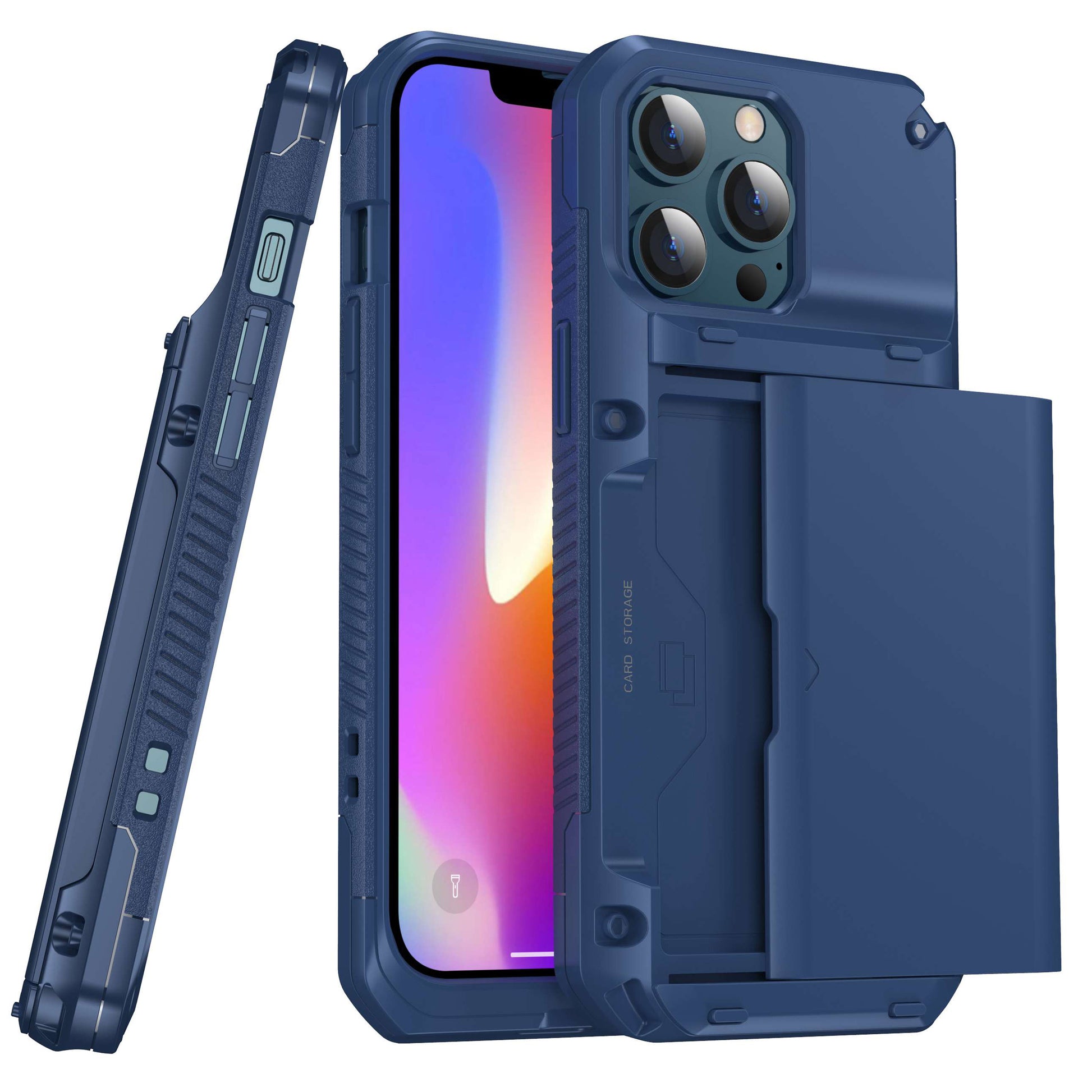 For Apple iPhone 13 Pro Max 6.7 inch Precise Cutout TPU+PC Side Non-slip Design Protective Phone Case with Card Slot