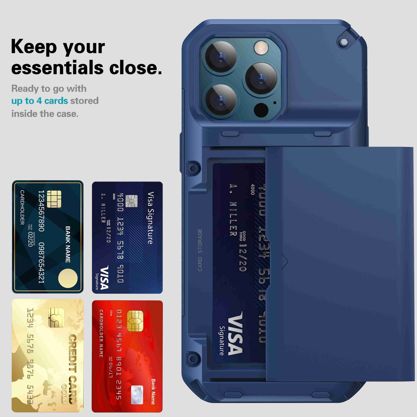 For Apple iPhone 13 Pro Max 6.7 inch Precise Cutout TPU+PC Side Non-slip Design Protective Phone Case with Card Slot