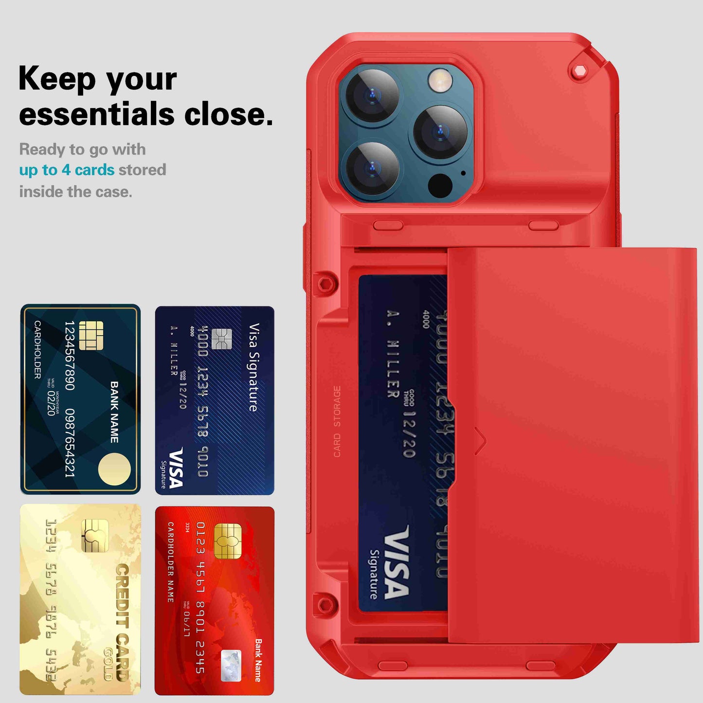 For Apple iPhone 13 Pro Max 6.7 inch Precise Cutout TPU+PC Side Non-slip Design Protective Phone Case with Card Slot
