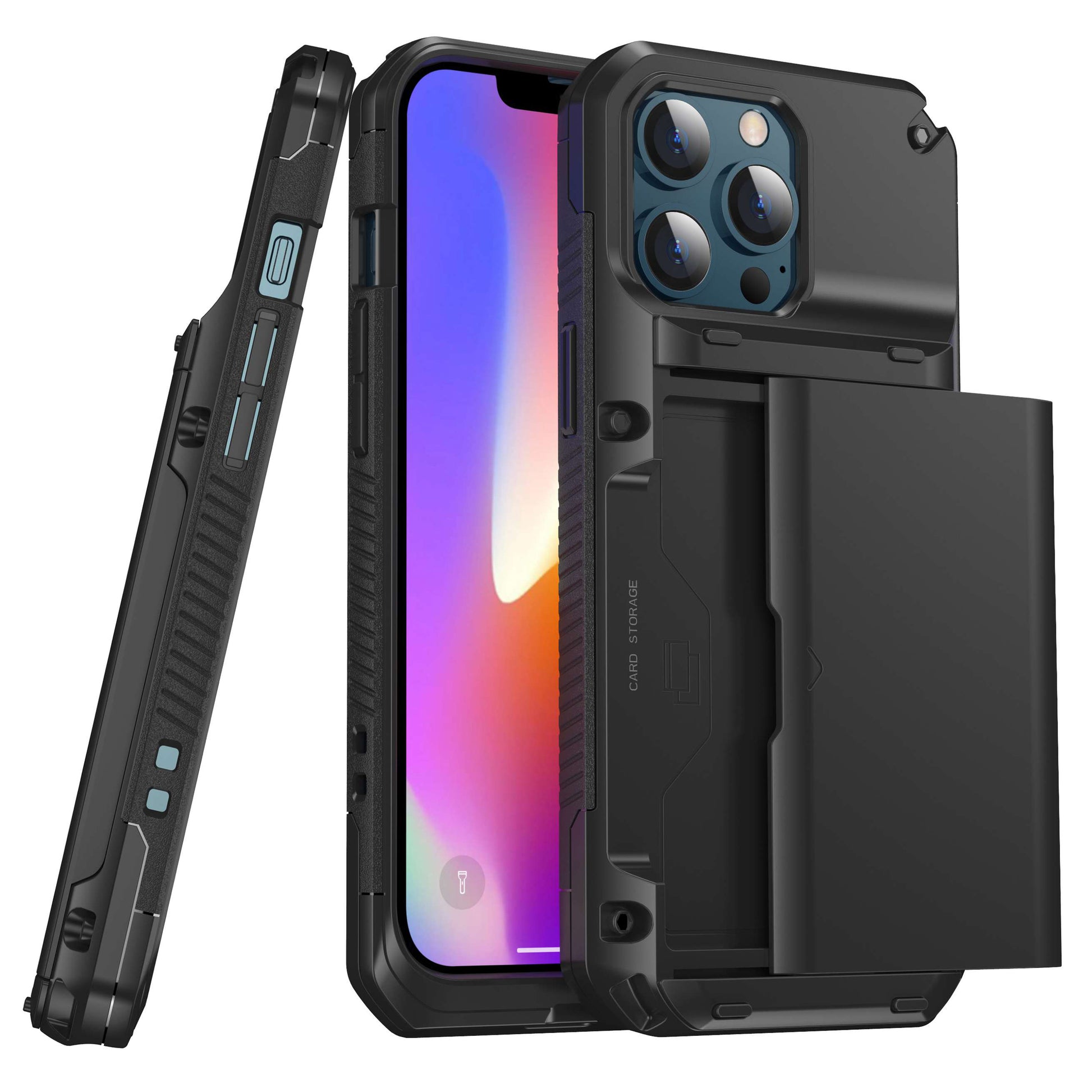For Apple iPhone 13 Pro Max 6.7 inch Precise Cutout TPU+PC Side Non-slip Design Protective Phone Case with Card Slot