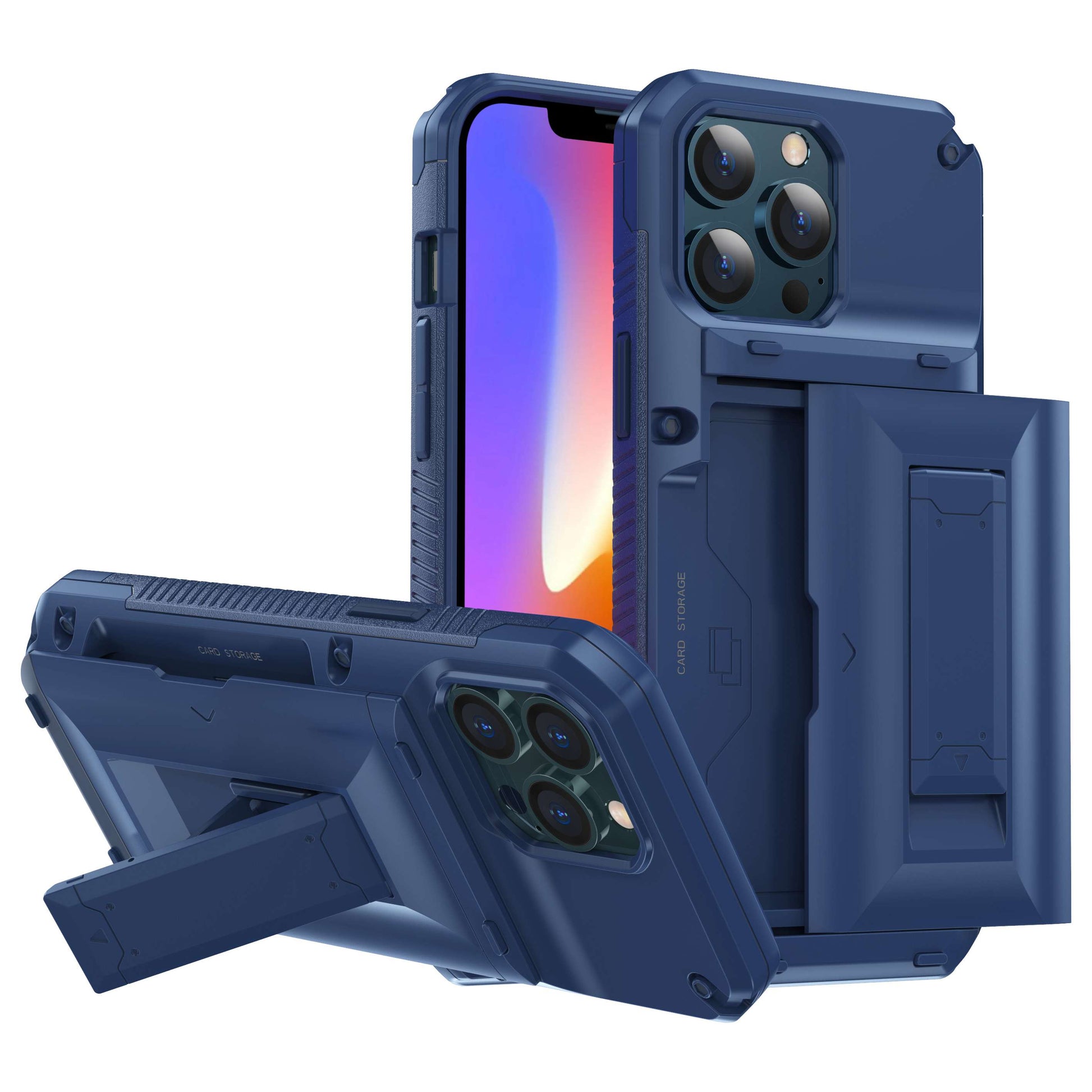 For Apple iPhone 13 Pro 6.1 inch Card Slot Function Soft TPU + Hard PC Phone Case Protector with Built-in Kickstand
