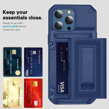 For Apple iPhone 13 Pro 6.1 inch Card Slot Function Soft TPU + Hard PC Phone Case Protector with Built-in Kickstand