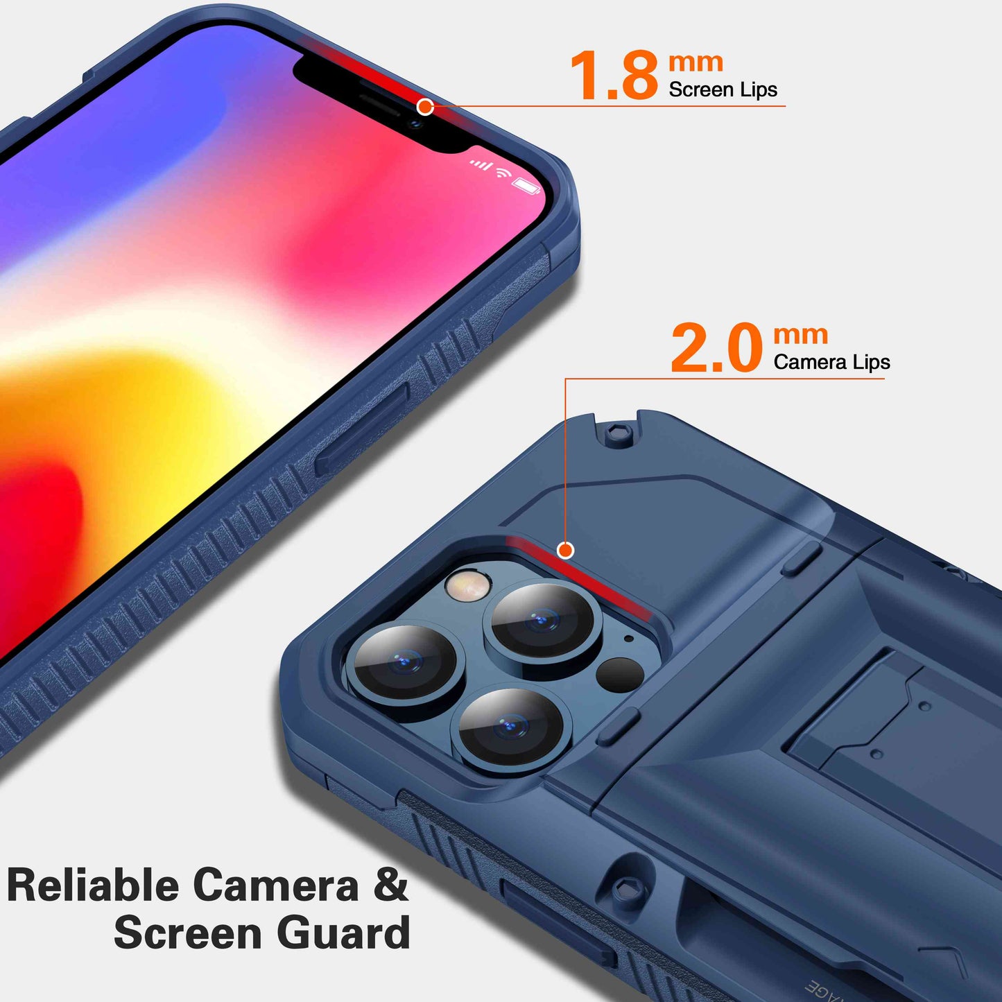 For Apple iPhone 13 Pro 6.1 inch Card Slot Function Soft TPU + Hard PC Phone Case Protector with Built-in Kickstand