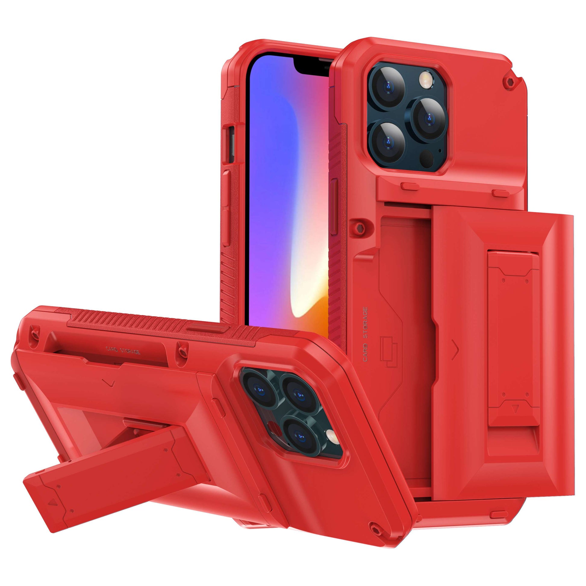 For Apple iPhone 13 Pro 6.1 inch Card Slot Function Soft TPU + Hard PC Phone Case Protector with Built-in Kickstand