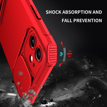 For iPhone 12 6.1 inch Adjustable Vertical Kickstand Phone Case Anti-drop PC + TPU Cover with Camera Slider Protection