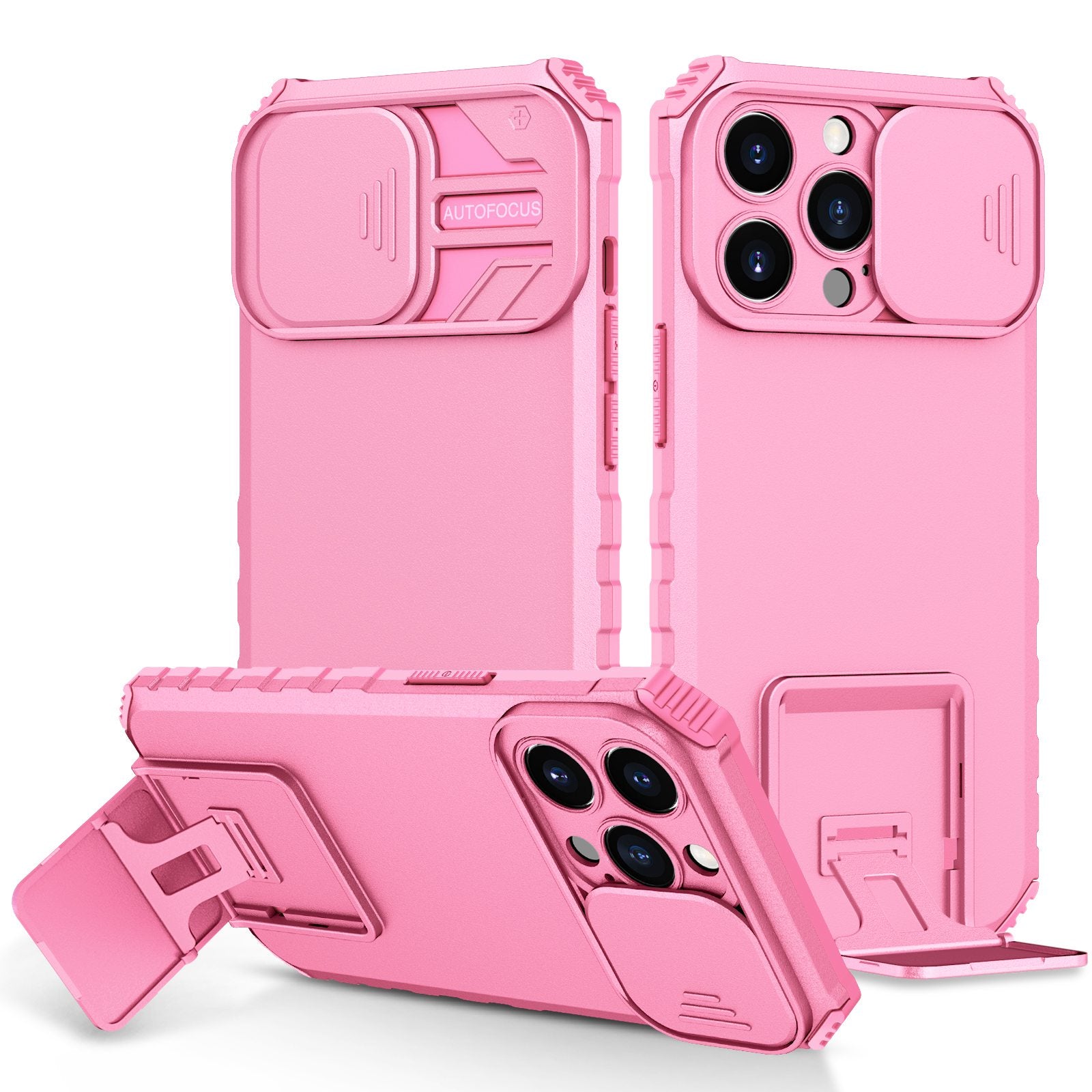 For iPhone 13 Pro 6.1 inch Camera Slider Design Adjustable Vertical Kickstand Phone Case PC + TPU Protective Cover