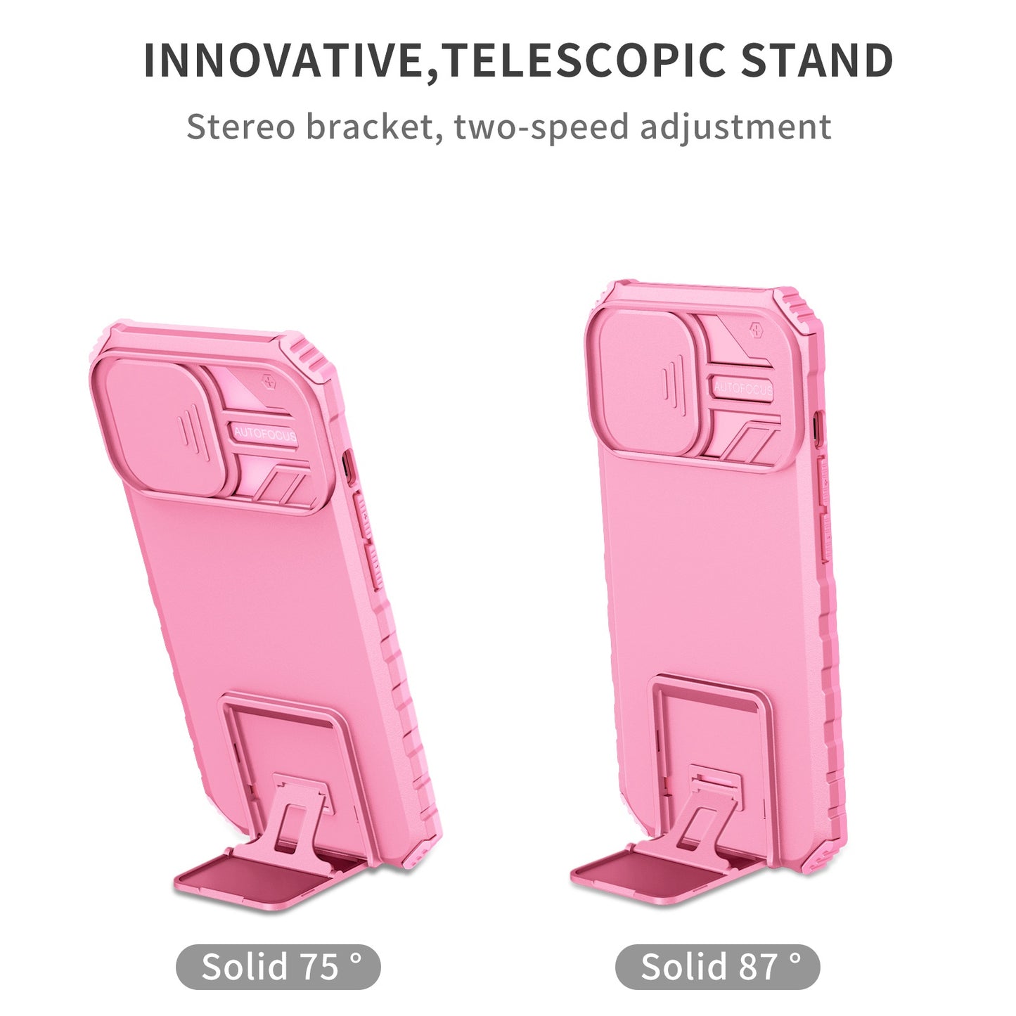 For iPhone 13 Pro 6.1 inch Camera Slider Design Adjustable Vertical Kickstand Phone Case PC + TPU Protective Cover