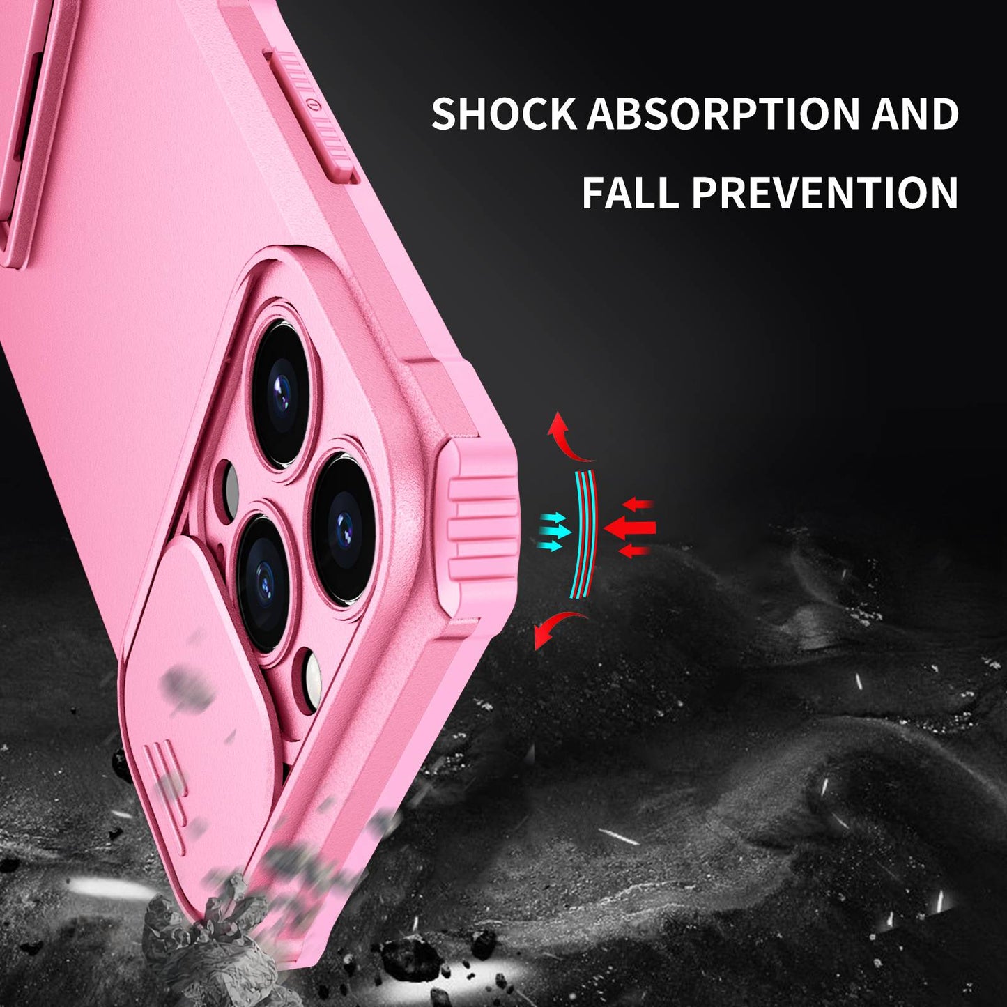 For iPhone 13 Pro 6.1 inch Camera Slider Design Adjustable Vertical Kickstand Phone Case PC + TPU Protective Cover