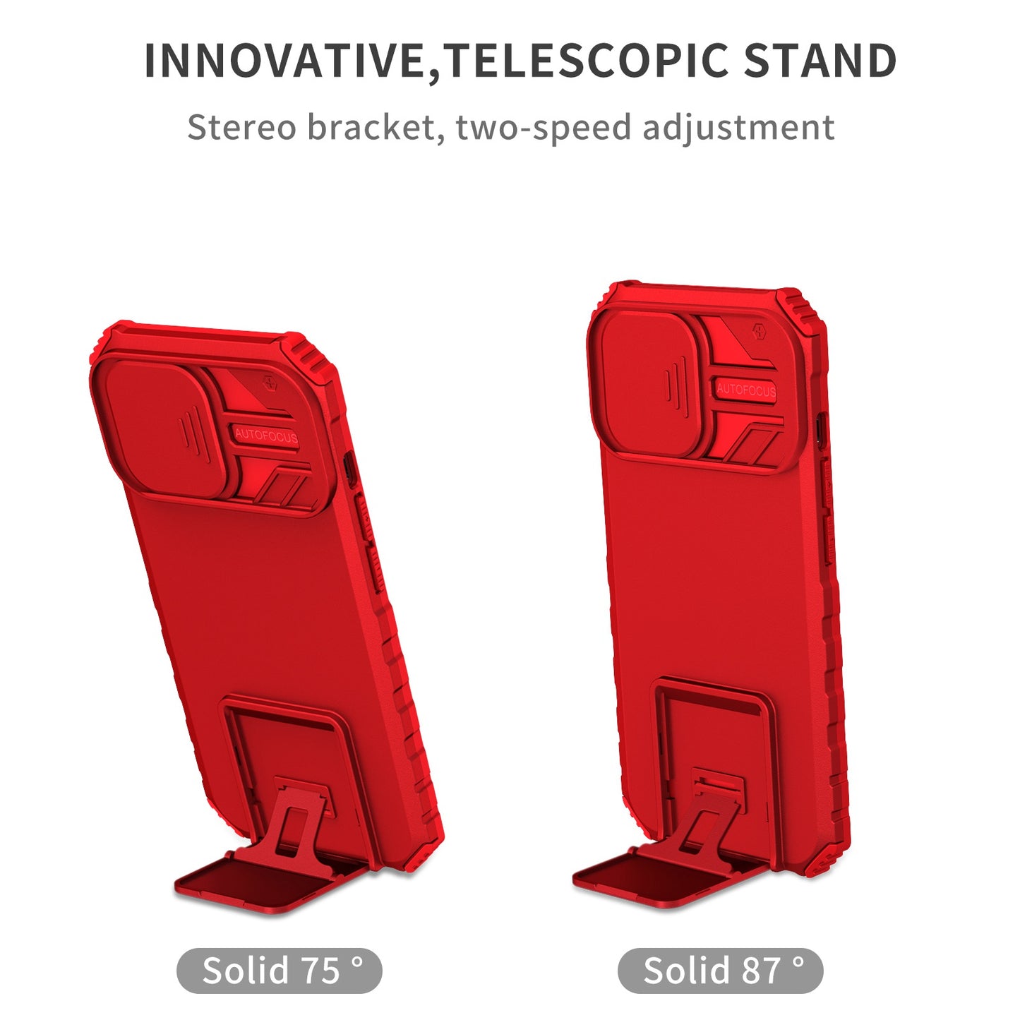 For iPhone 13 Pro 6.1 inch Camera Slider Design Adjustable Vertical Kickstand Phone Case PC + TPU Protective Cover