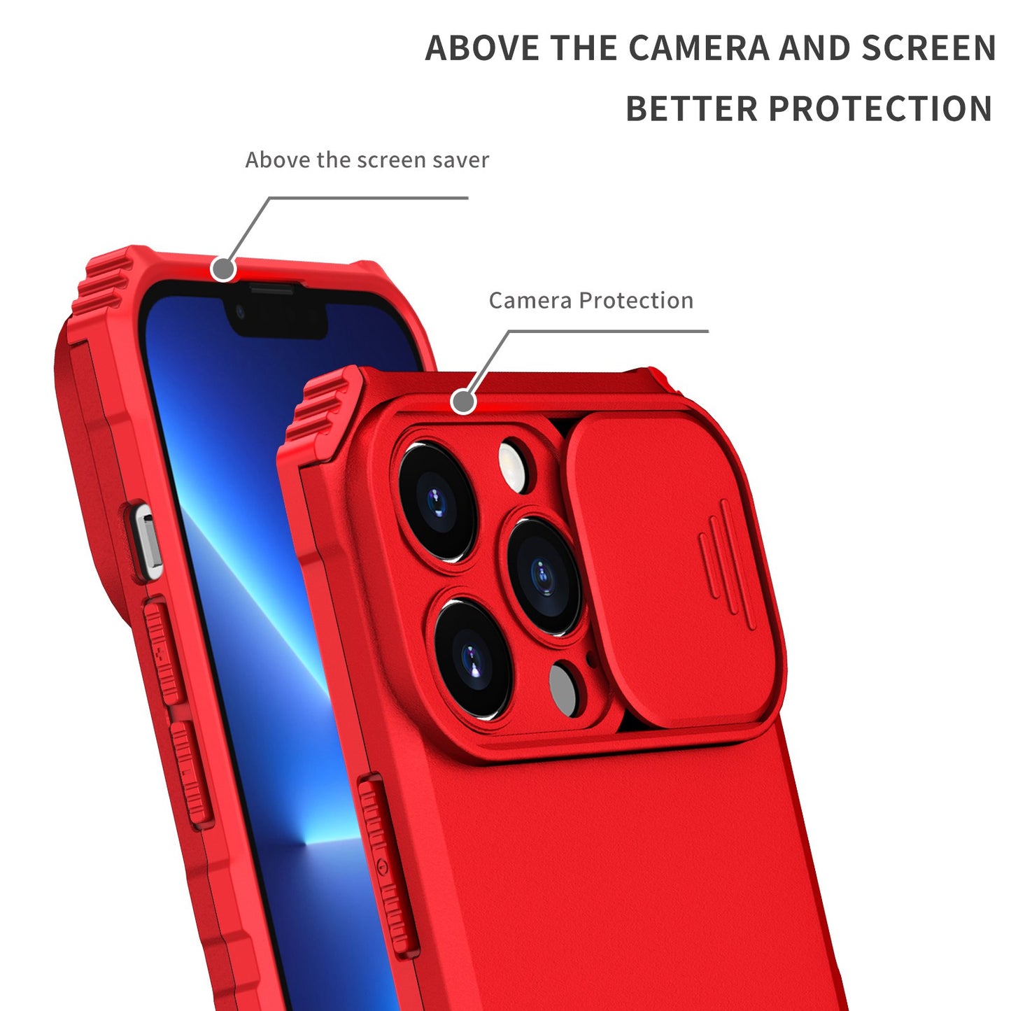 For iPhone 13 Pro 6.1 inch Camera Slider Design Adjustable Vertical Kickstand Phone Case PC + TPU Protective Cover