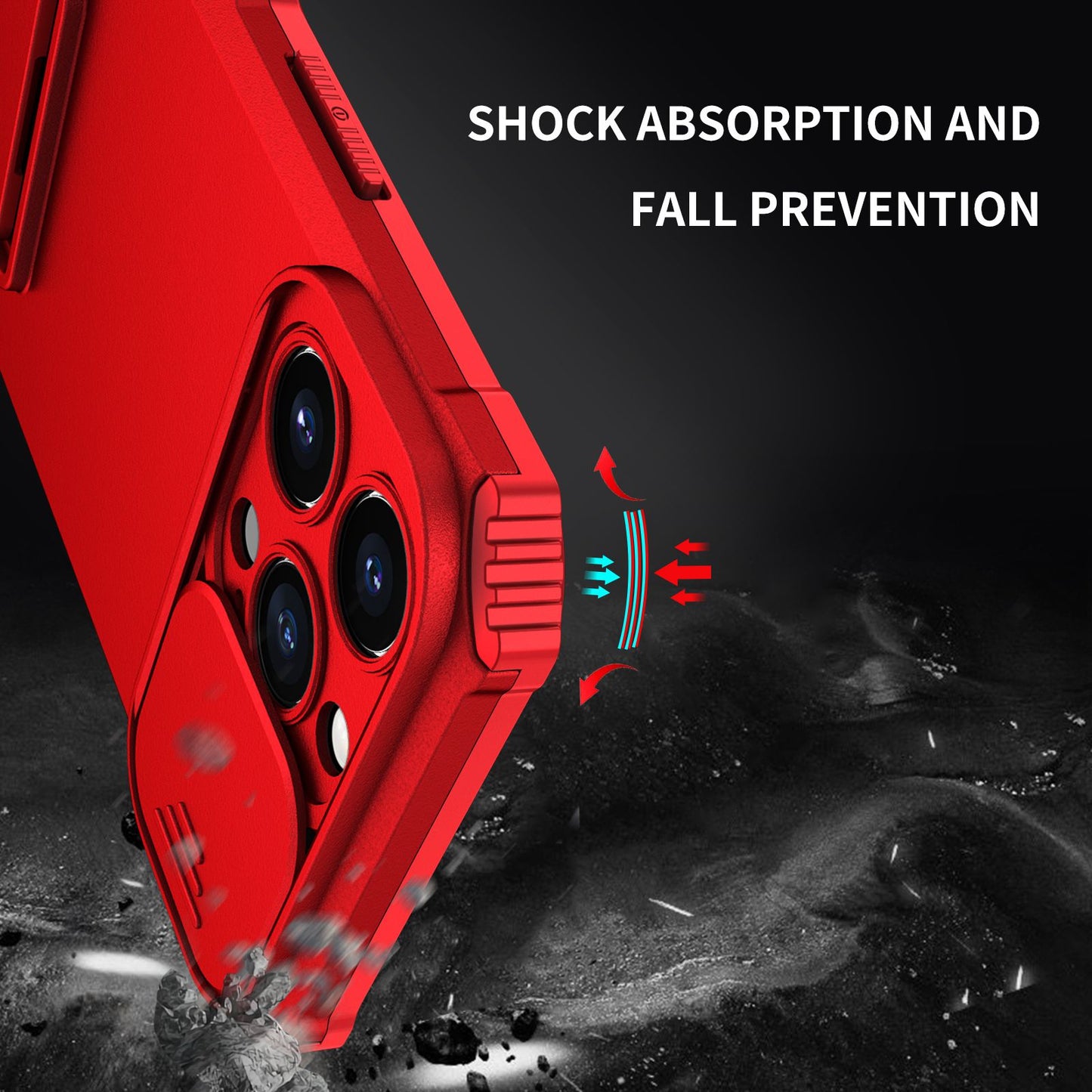 For iPhone 13 Pro 6.1 inch Camera Slider Design Adjustable Vertical Kickstand Phone Case PC + TPU Protective Cover