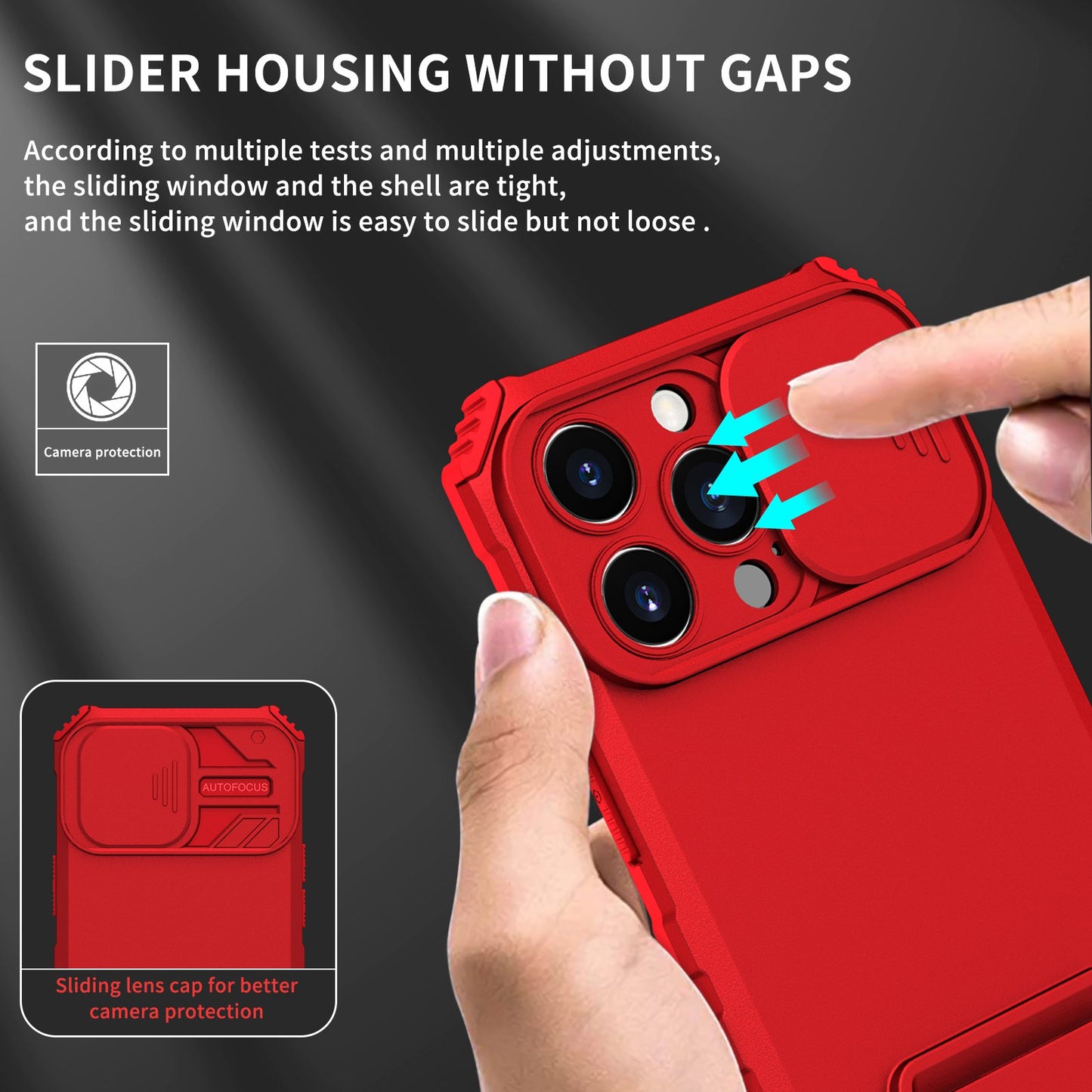 For iPhone 13 Pro 6.1 inch Camera Slider Design Adjustable Vertical Kickstand Phone Case PC + TPU Protective Cover