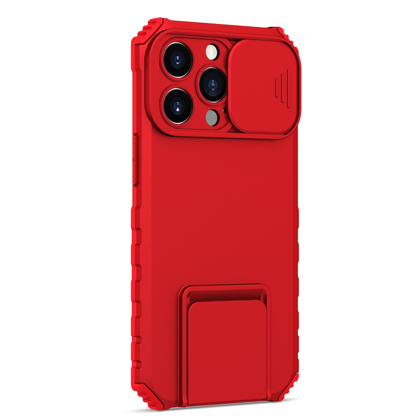 For iPhone 13 Pro 6.1 inch Camera Slider Design Adjustable Vertical Kickstand Phone Case PC + TPU Protective Cover