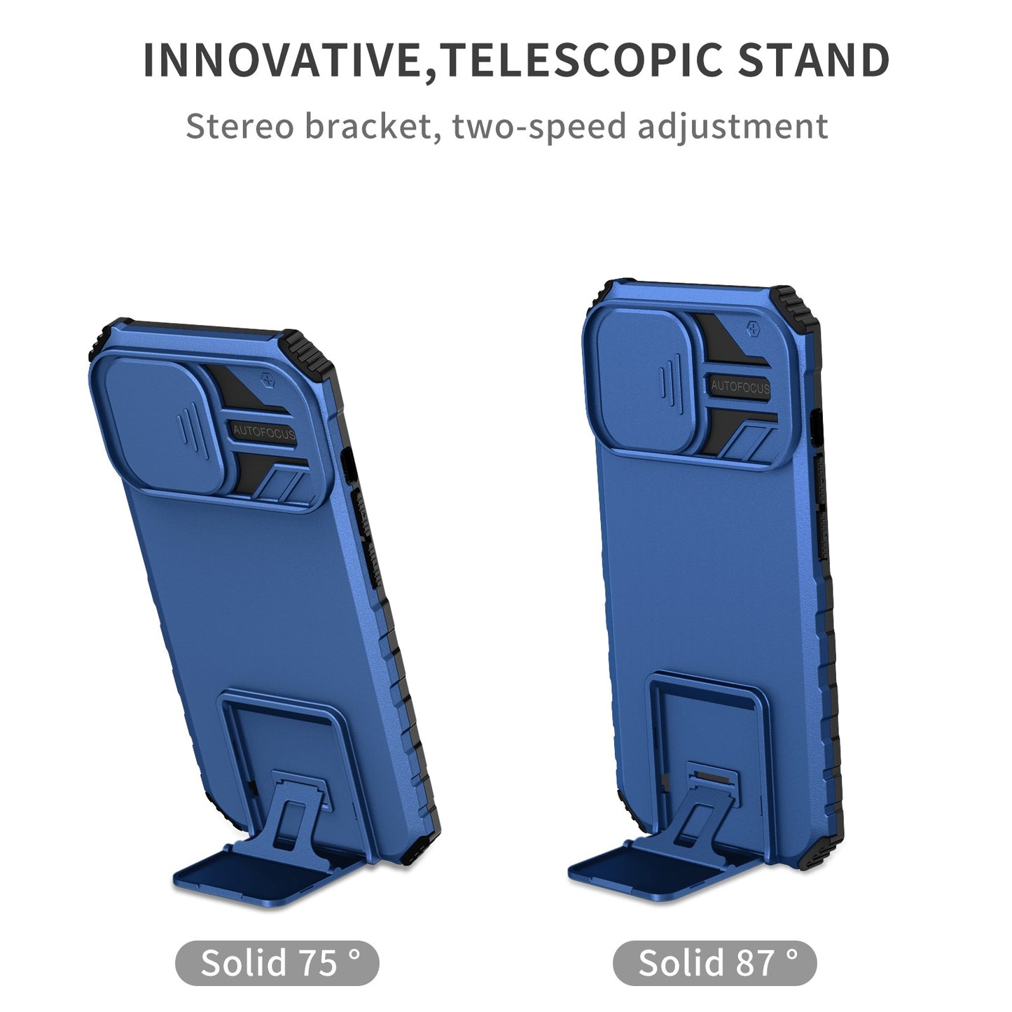 For iPhone 13 Pro 6.1 inch Camera Slider Design Adjustable Vertical Kickstand Phone Case PC + TPU Protective Cover