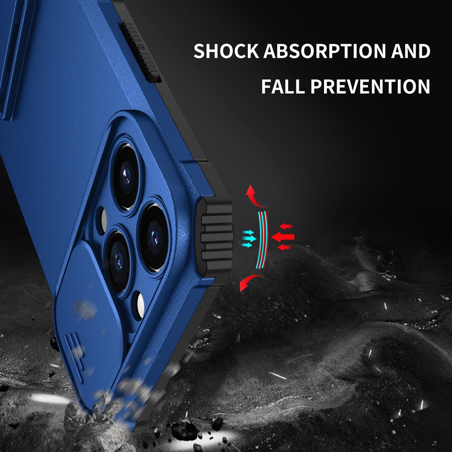 For iPhone 13 Pro 6.1 inch Camera Slider Design Adjustable Vertical Kickstand Phone Case PC + TPU Protective Cover