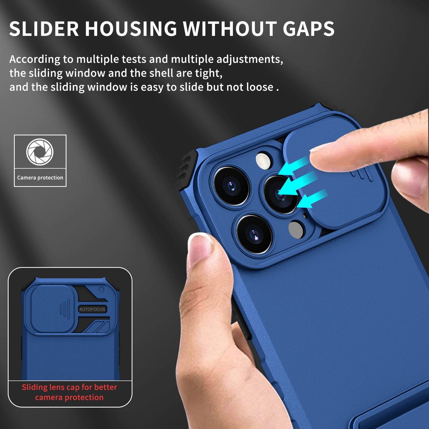 For iPhone 13 Pro 6.1 inch Camera Slider Design Adjustable Vertical Kickstand Phone Case PC + TPU Protective Cover