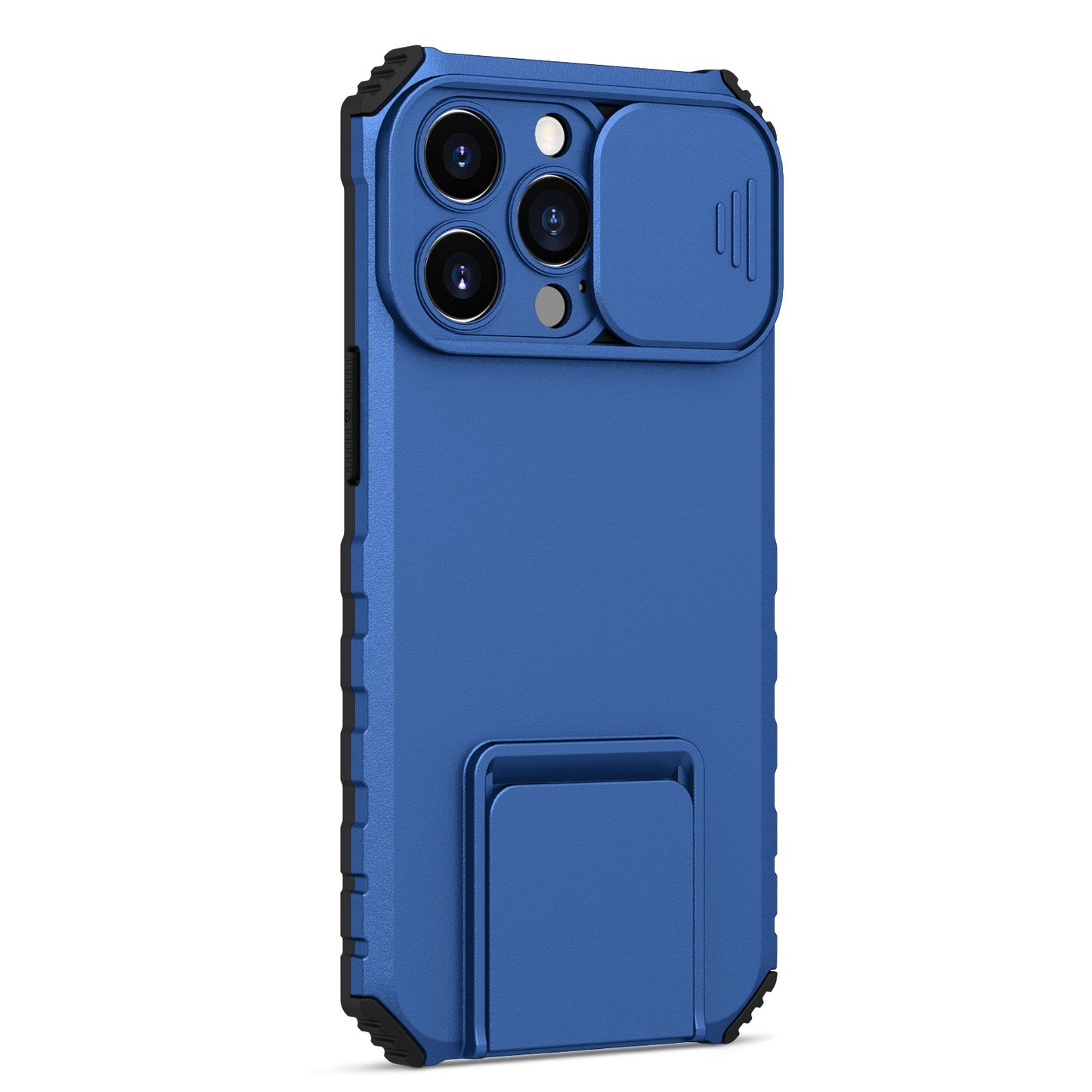 For iPhone 13 Pro 6.1 inch Camera Slider Design Adjustable Vertical Kickstand Phone Case PC + TPU Protective Cover