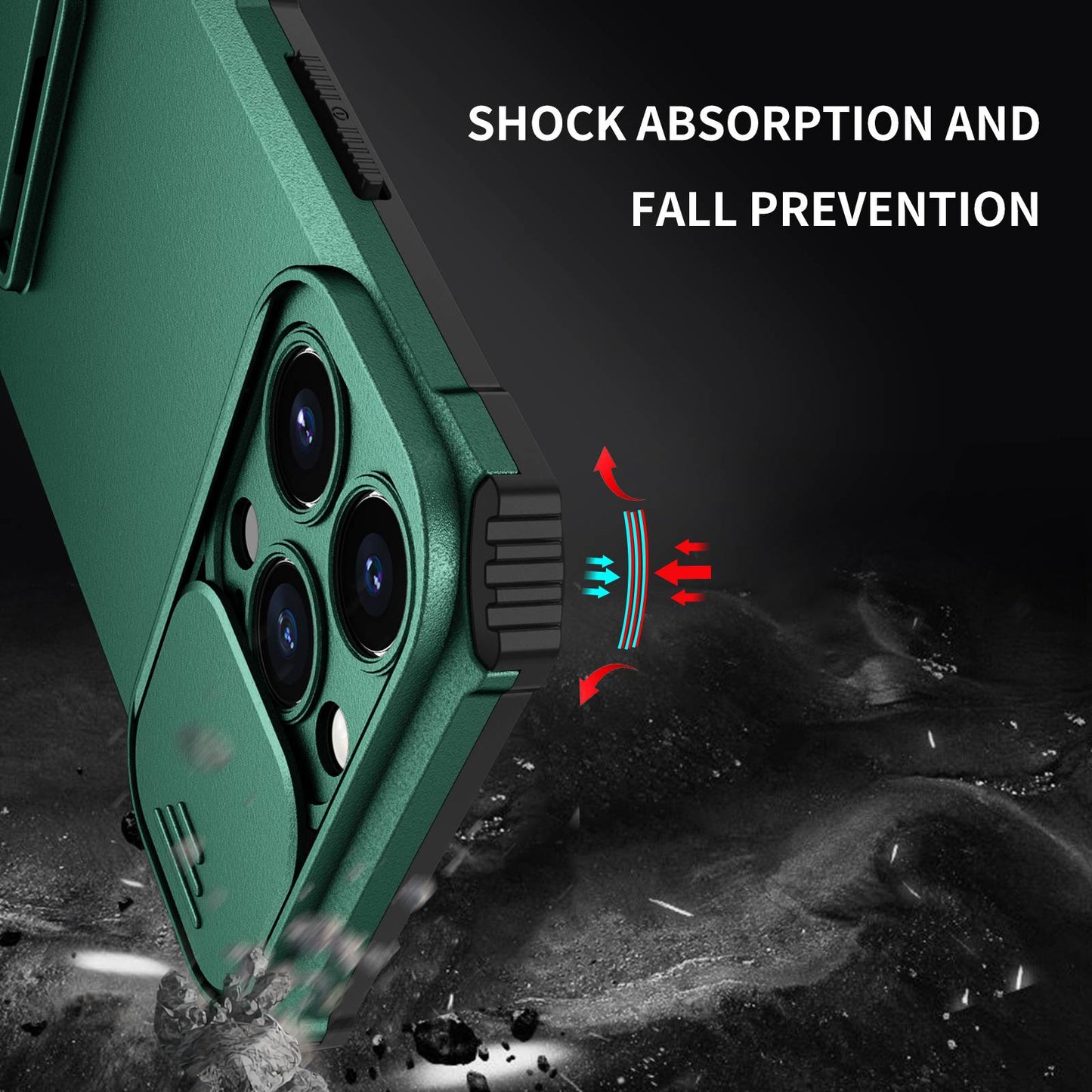 For iPhone 13 Pro 6.1 inch Camera Slider Design Adjustable Vertical Kickstand Phone Case PC + TPU Protective Cover
