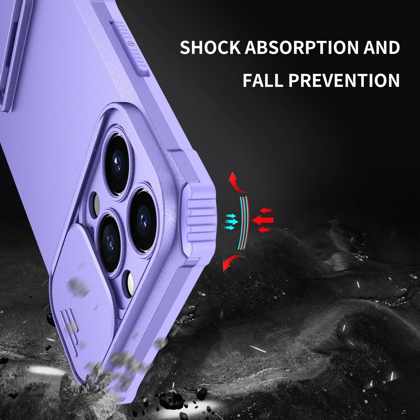 For iPhone 13 Pro 6.1 inch Camera Slider Design Adjustable Vertical Kickstand Phone Case PC + TPU Protective Cover