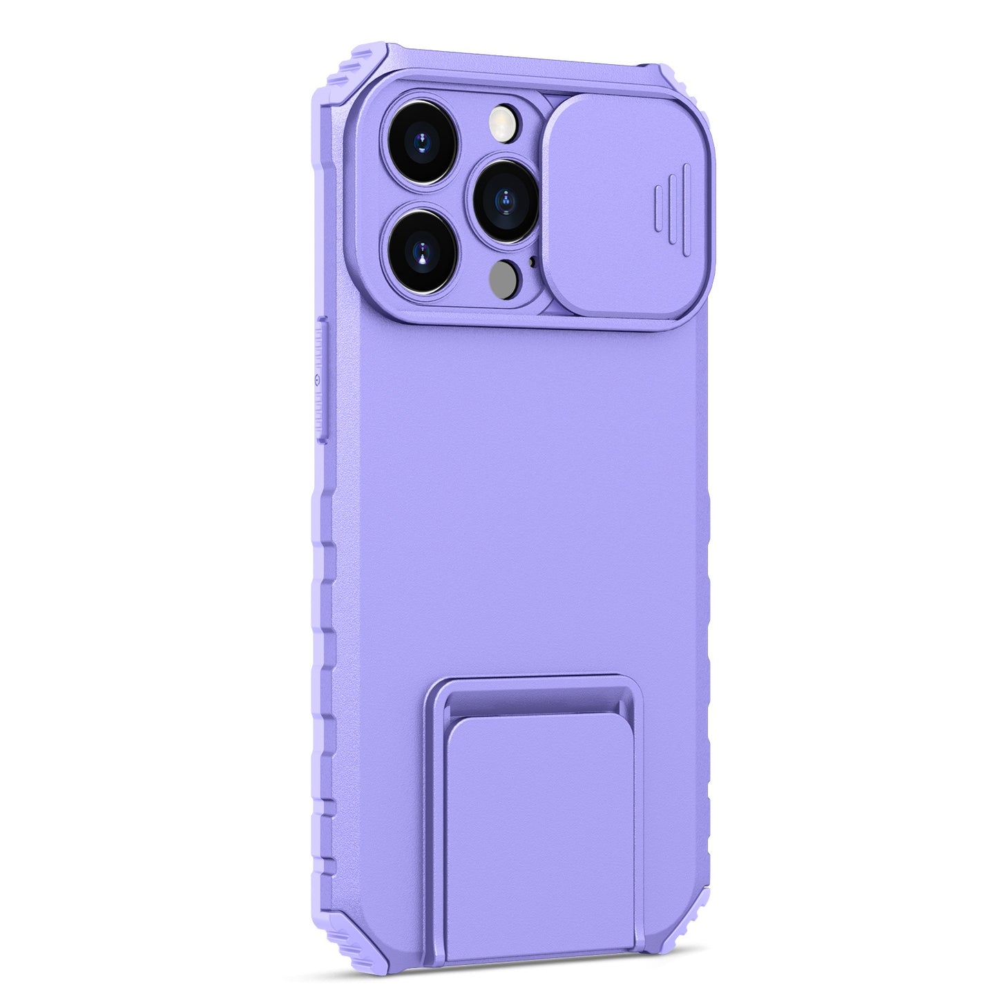 For iPhone 13 Pro 6.1 inch Camera Slider Design Adjustable Vertical Kickstand Phone Case PC + TPU Protective Cover