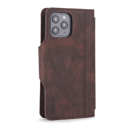 POLA for iPhone 13 Pro 6.1 inch 010 9 Card Slots PU Leather Phone Case with Wallet Stand and Wrist Strap Buckle Closure Cover