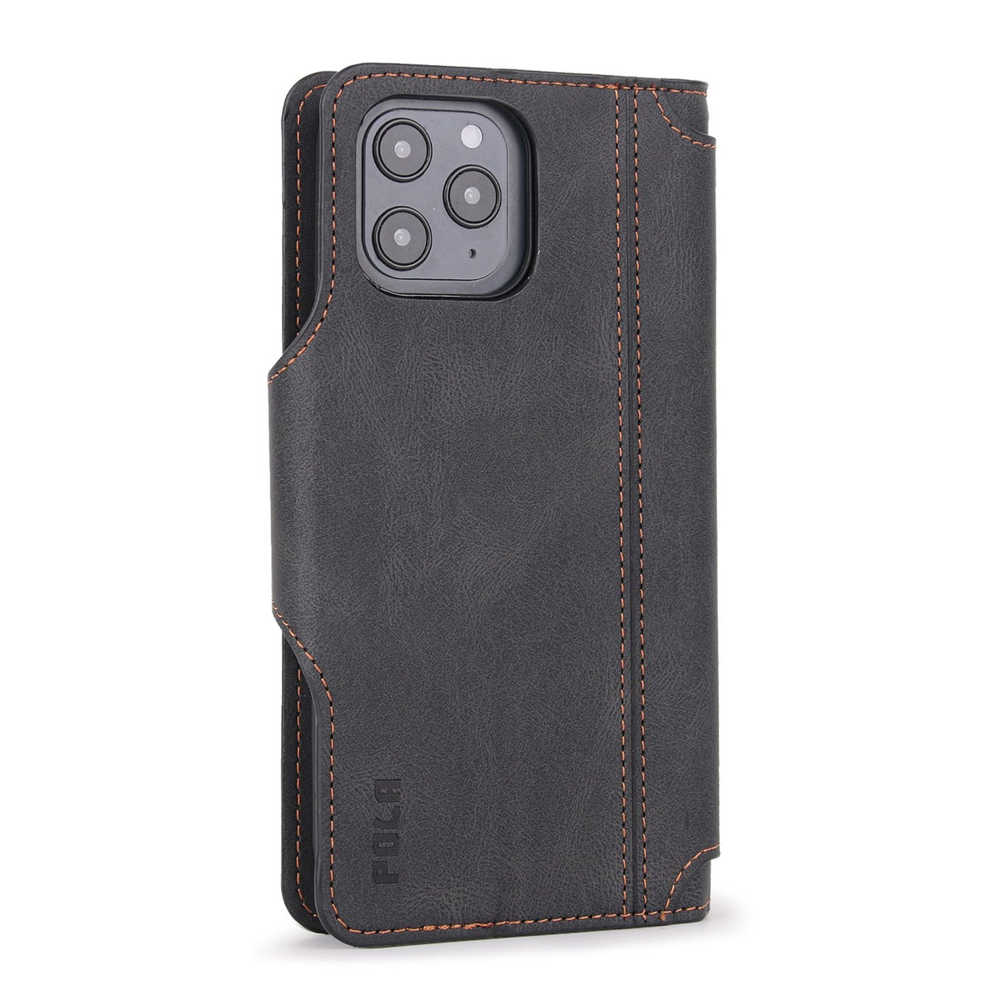 POLA for iPhone 13 Pro 6.1 inch 010 9 Card Slots PU Leather Phone Case with Wallet Stand and Wrist Strap Buckle Closure Cover