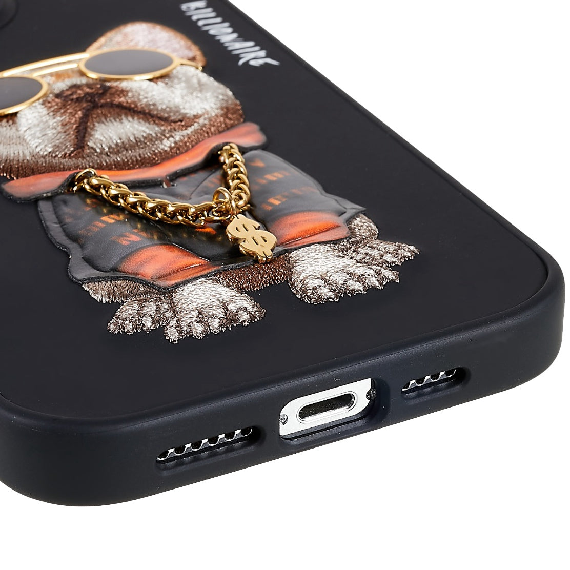 NIMMY Glasses Pet Series for iPhone 13 Pro 6.1 inch Anti-drop Phone Shell Embroidery PU Leather + PC + TPU Back Case