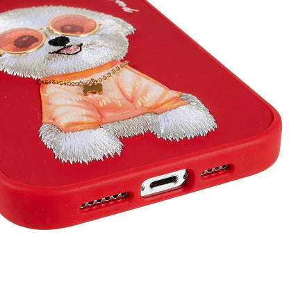 NIMMY Glasses Pet Series for iPhone 13 Pro 6.1 inch Anti-drop Phone Shell Embroidery PU Leather + PC + TPU Back Case