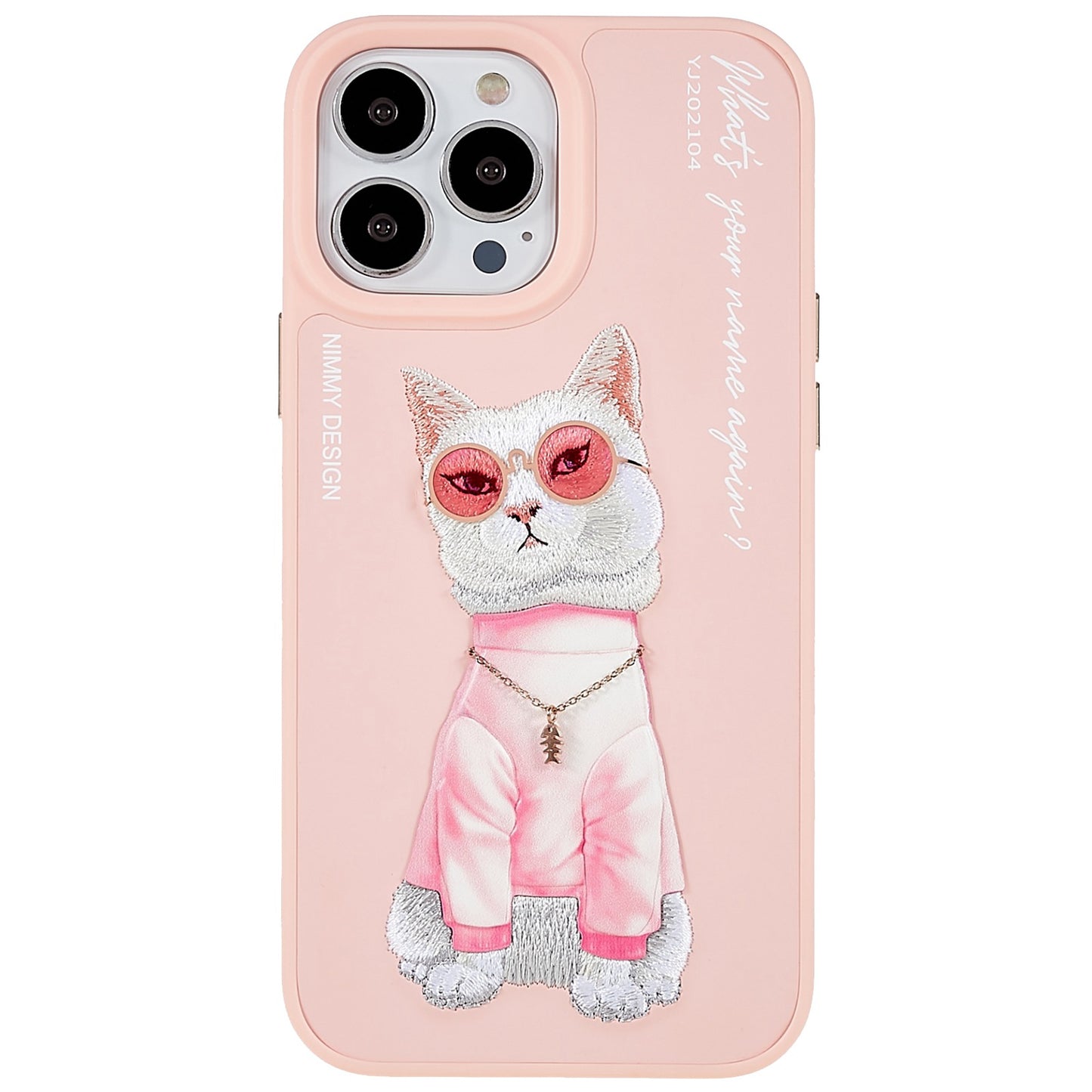 NIMMY Glasses Pet Series for iPhone 13 Pro 6.1 inch Anti-drop Phone Shell Embroidery PU Leather + PC + TPU Back Case