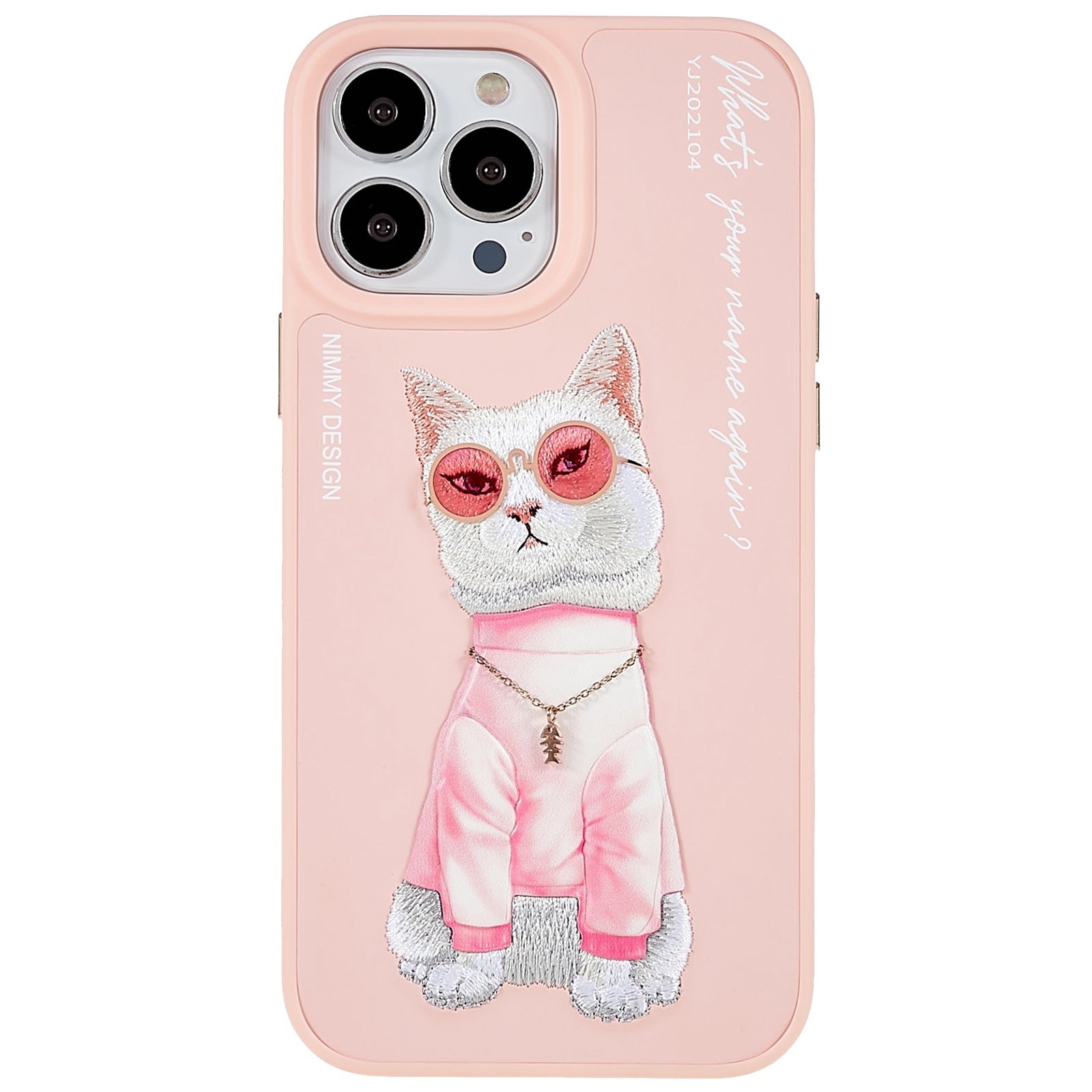 NIMMY Glasses Pet Series for iPhone 13 Pro 6.1 inch Anti-drop Phone Shell Embroidery PU Leather + PC + TPU Back Case