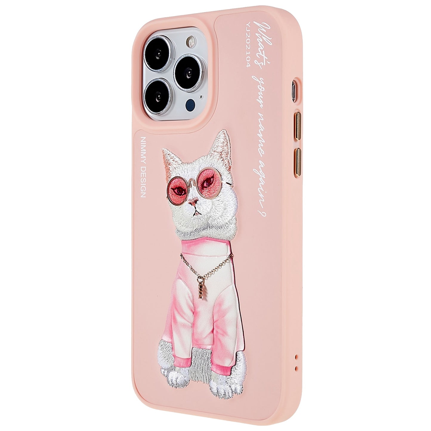 NIMMY Glasses Pet Series for iPhone 13 Pro 6.1 inch Anti-drop Phone Shell Embroidery PU Leather + PC + TPU Back Case