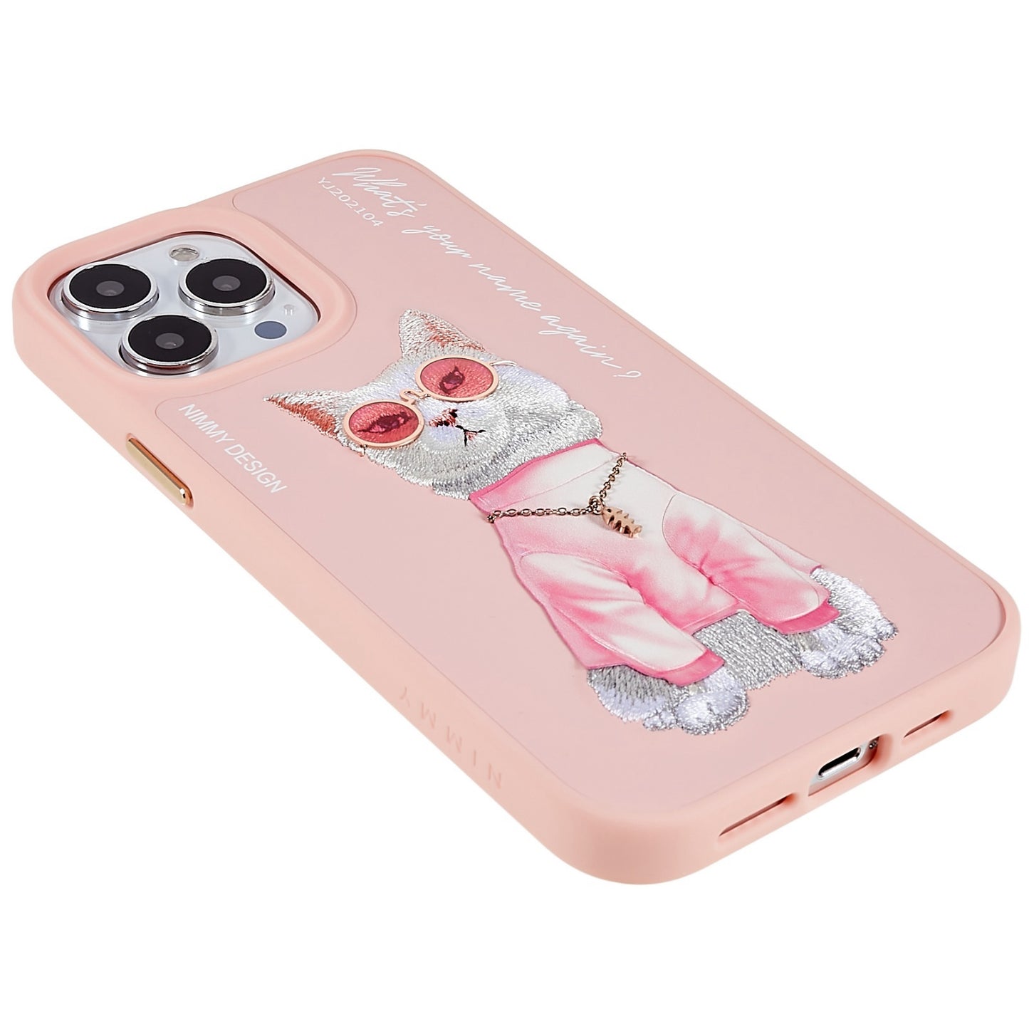 NIMMY Glasses Pet Series for iPhone 13 Pro 6.1 inch Anti-drop Phone Shell Embroidery PU Leather + PC + TPU Back Case