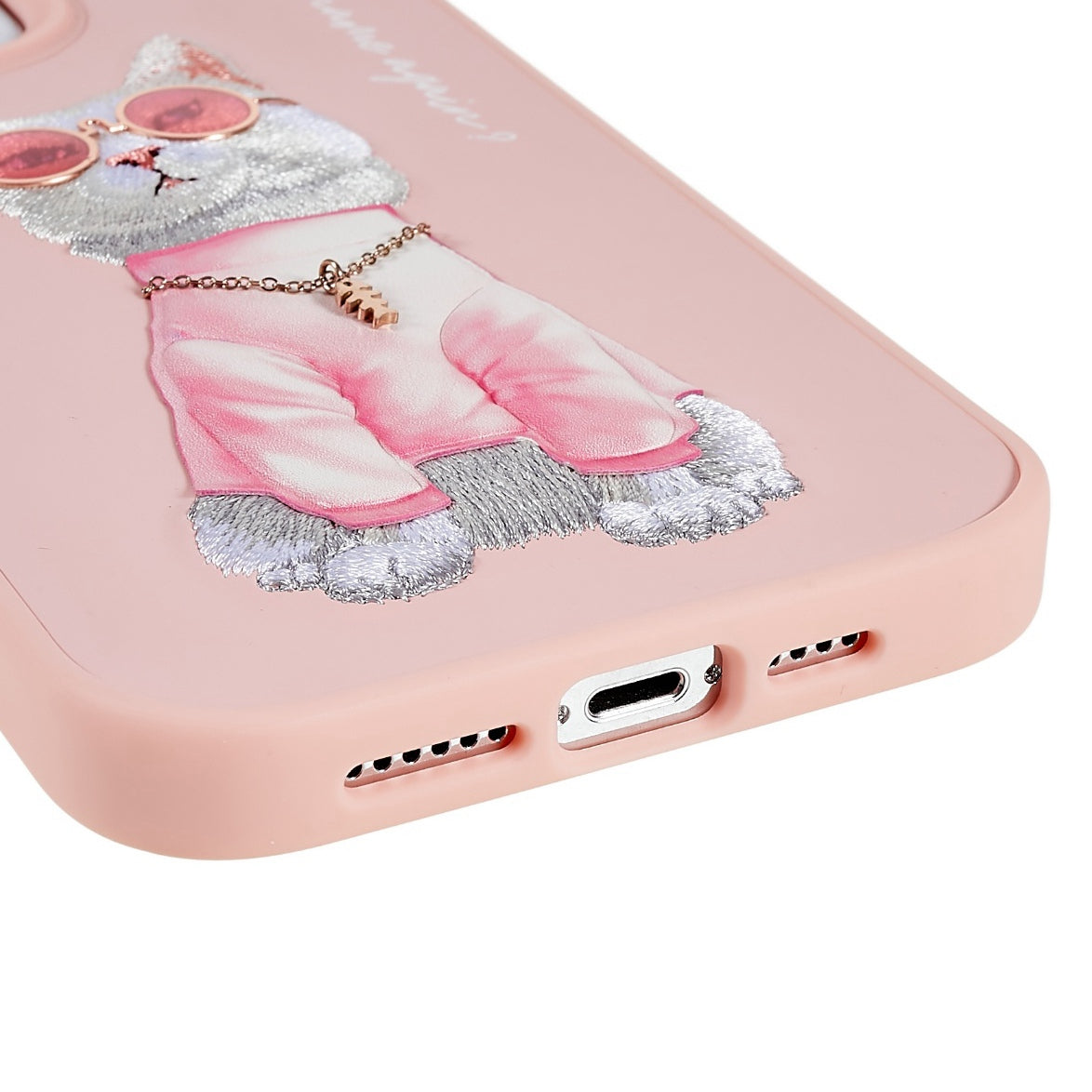 NIMMY Glasses Pet Series for iPhone 13 Pro 6.1 inch Anti-drop Phone Shell Embroidery PU Leather + PC + TPU Back Case