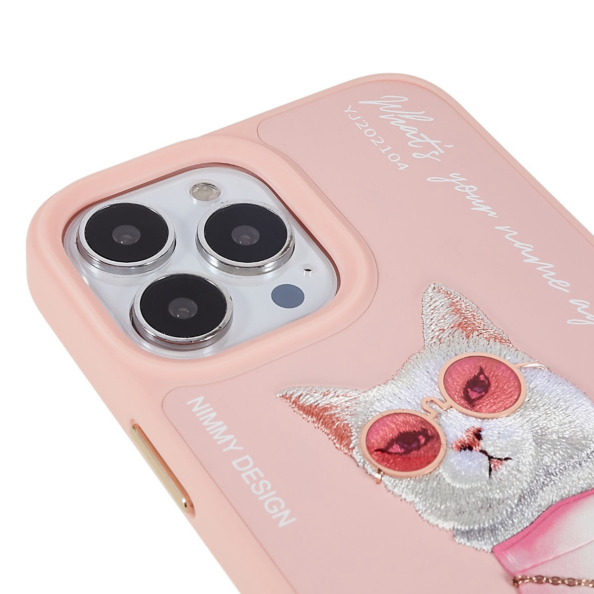 NIMMY Glasses Pet Series for iPhone 13 Pro 6.1 inch Anti-drop Phone Shell Embroidery PU Leather + PC + TPU Back Case
