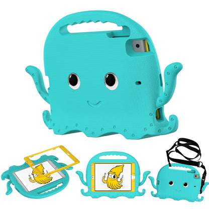 For iPad Mini/Mini 2/mini 3/mini 4/mini (2019) 7.9 inch EVA Tablet Case Cute Cartoon Octopus Protective Cover Pen Slot Design Anti-drop Case with Handle and Shoulder Strap