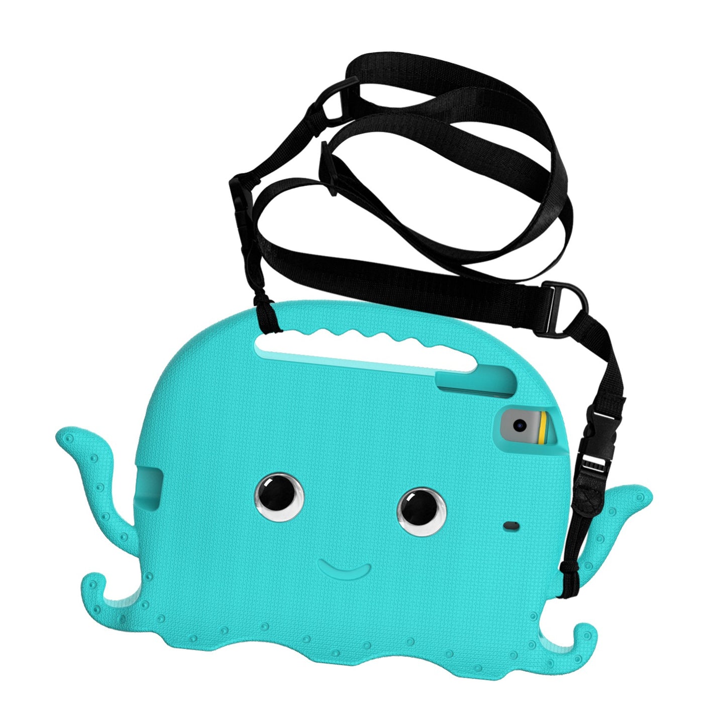 For iPad Mini/Mini 2/mini 3/mini 4/mini (2019) 7.9 inch EVA Tablet Case Cute Cartoon Octopus Protective Cover Pen Slot Design Anti-drop Case with Handle and Shoulder Strap