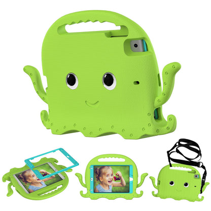 For iPad Mini/Mini 2/mini 3/mini 4/mini (2019) 7.9 inch EVA Tablet Case Cute Cartoon Octopus Protective Cover Pen Slot Design Anti-drop Case with Handle and Shoulder Strap