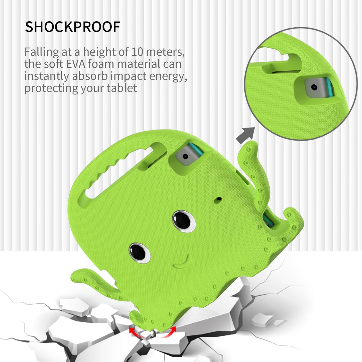 For iPad Mini/Mini 2/mini 3/mini 4/mini (2019) 7.9 inch EVA Tablet Case Cute Cartoon Octopus Protective Cover Pen Slot Design Anti-drop Case with Handle and Shoulder Strap
