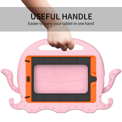 For iPad Mini/Mini 2/mini 3/mini 4/mini (2019) 7.9 inch EVA Tablet Case Cute Cartoon Octopus Protective Cover Pen Slot Design Anti-drop Case with Handle and Shoulder Strap
