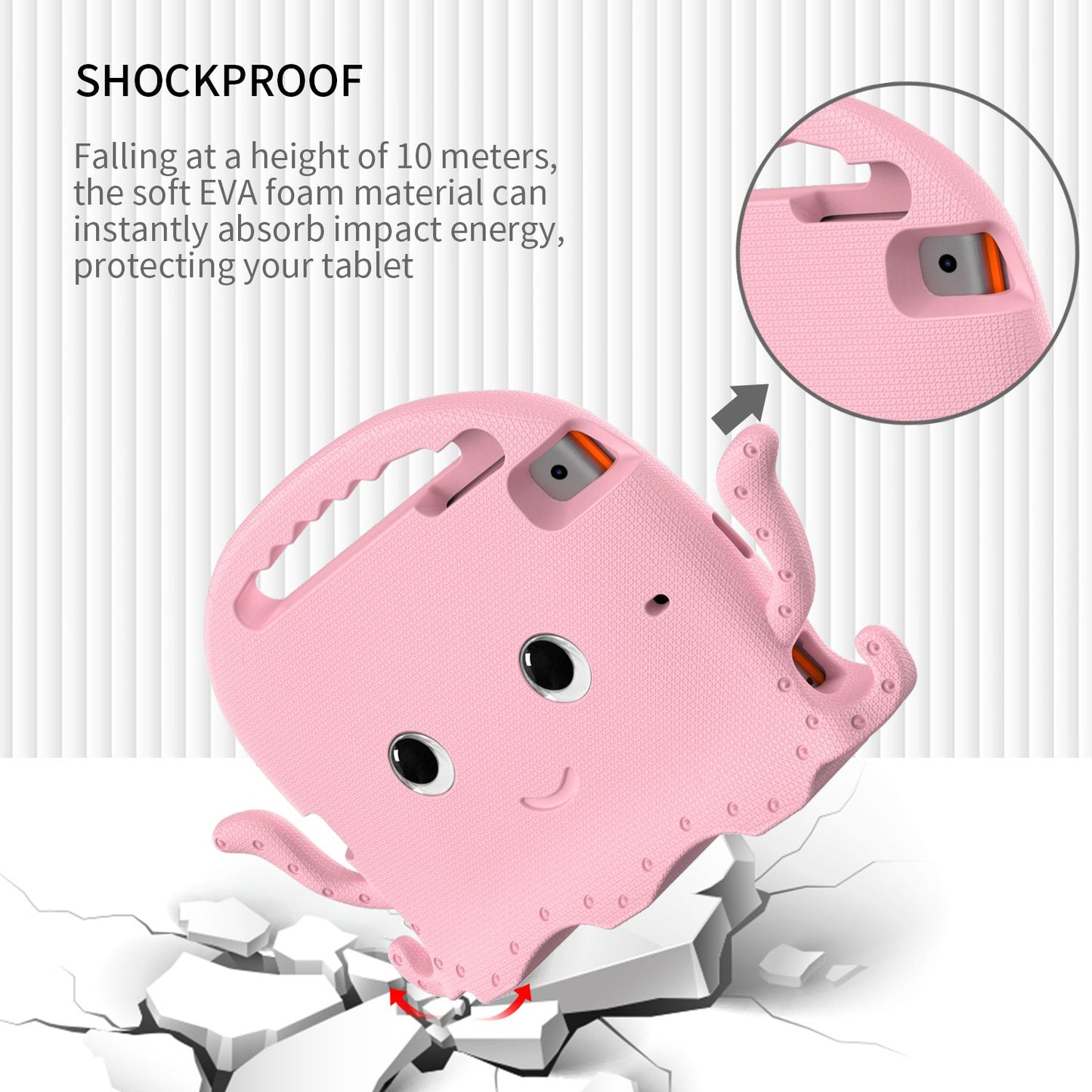 For iPad Mini/Mini 2/mini 3/mini 4/mini (2019) 7.9 inch EVA Tablet Case Cute Cartoon Octopus Protective Cover Pen Slot Design Anti-drop Case with Handle and Shoulder Strap