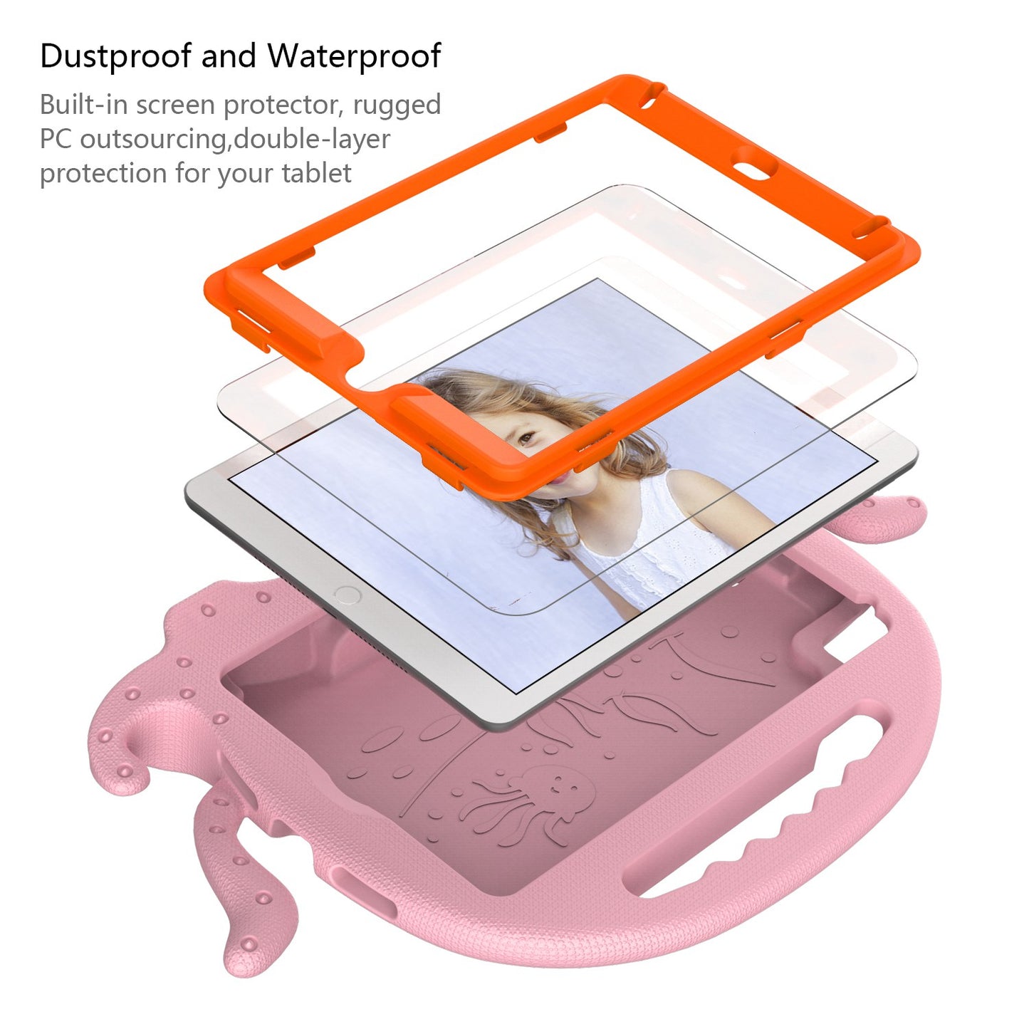 For iPad Mini/Mini 2/mini 3/mini 4/mini (2019) 7.9 inch EVA Tablet Case Cute Cartoon Octopus Protective Cover Pen Slot Design Anti-drop Case with Handle and Shoulder Strap