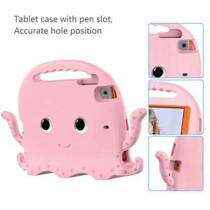 For iPad Mini/Mini 2/mini 3/mini 4/mini (2019) 7.9 inch EVA Tablet Case Cute Cartoon Octopus Protective Cover Pen Slot Design Anti-drop Case with Handle and Shoulder Strap