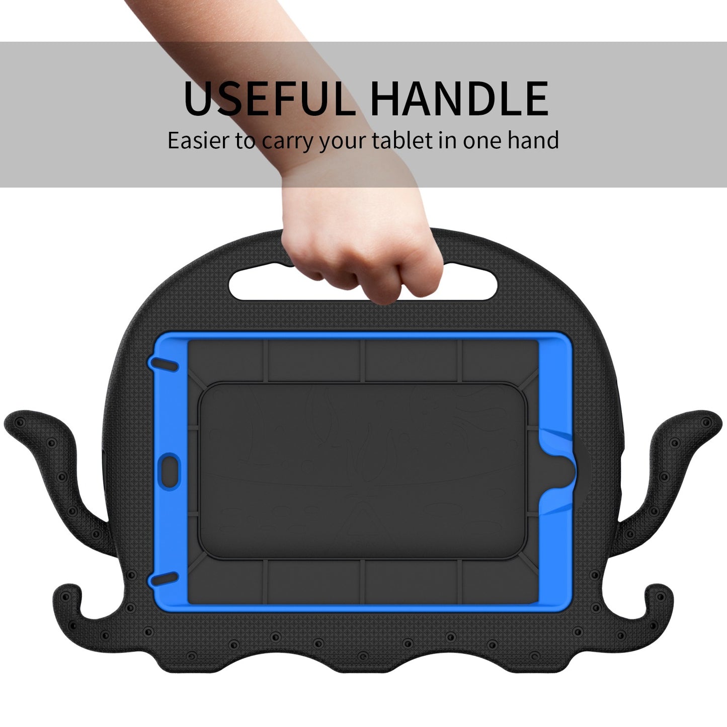 For iPad Mini/Mini 2/mini 3/mini 4/mini (2019) 7.9 inch EVA Tablet Case Cute Cartoon Octopus Protective Cover Pen Slot Design Anti-drop Case with Handle and Shoulder Strap