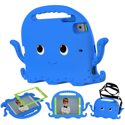For iPad Mini/Mini 2/mini 3/mini 4/mini (2019) 7.9 inch EVA Tablet Case Cute Cartoon Octopus Protective Cover Pen Slot Design Anti-drop Case with Handle and Shoulder Strap