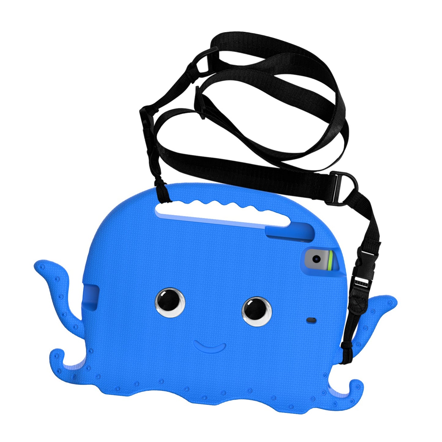 For iPad Mini/Mini 2/mini 3/mini 4/mini (2019) 7.9 inch EVA Tablet Case Cute Cartoon Octopus Protective Cover Pen Slot Design Anti-drop Case with Handle and Shoulder Strap