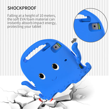 For iPad Mini/Mini 2/mini 3/mini 4/mini (2019) 7.9 inch EVA Tablet Case Cute Cartoon Octopus Protective Cover Pen Slot Design Anti-drop Case with Handle and Shoulder Strap