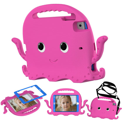For iPad Mini/Mini 2/mini 3/mini 4/mini (2019) 7.9 inch EVA Tablet Case Cute Cartoon Octopus Protective Cover Pen Slot Design Anti-drop Case with Handle and Shoulder Strap
